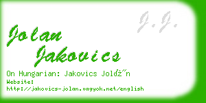 jolan jakovics business card